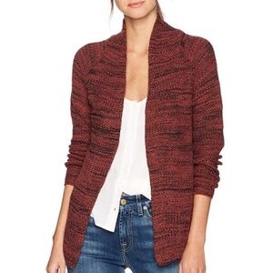 Nic + Zoe | Marled Knit Open Front Cardigan | Rust + Black | Size Large